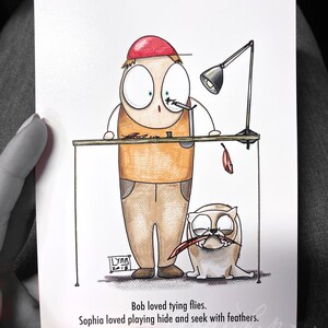 Bob Fly Fishing Cartoon Series Feather Eater Art Print 5&quot;x7&quot;