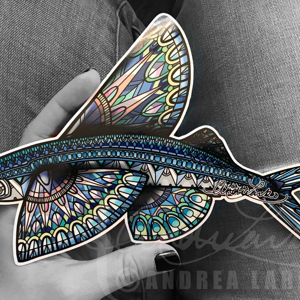 Décalcomanie 3M laminé poisson volant Zentangle