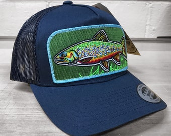 Embroidered Brook Trout Patch Trucker Hat