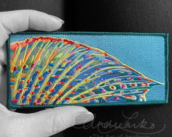 Embroidered Grayling Fin Iron On Fish Art Patch 5.5"x2.5"