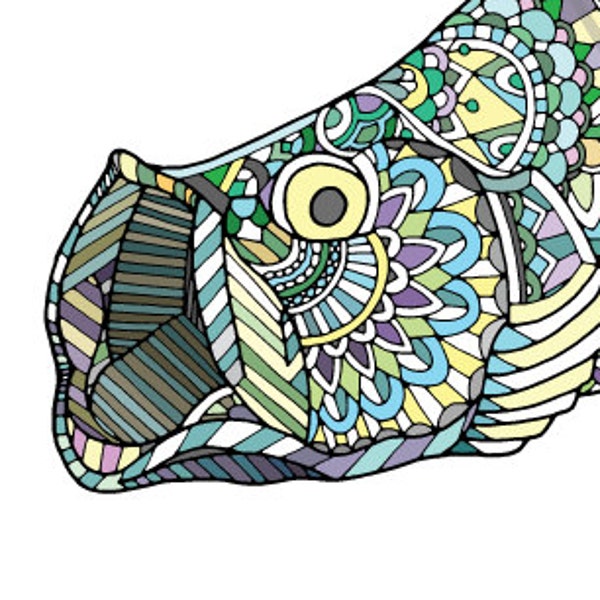 Zentangle Tarpon Art Print 8.5"x11"