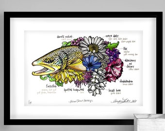 Archival Brown Trout Hatches Limited Edition Giclee Print 11x17