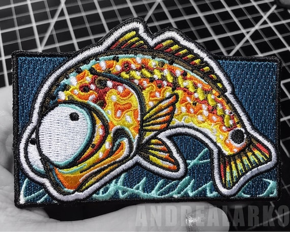 Embroidered Redfish Iron on Fish Art Patch 3.625
