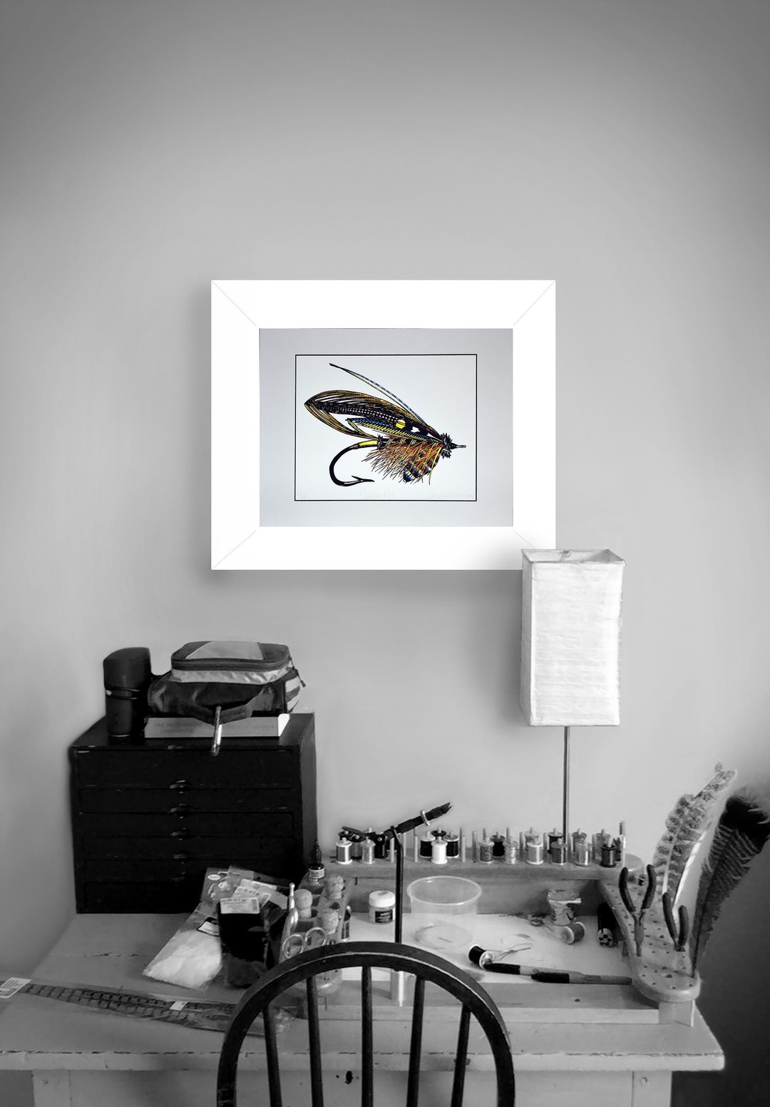 Limited Edition Zentangle Salmon Fly Gicleé Print 8.5