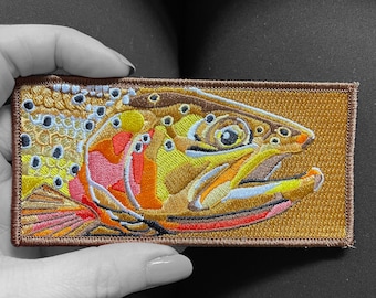 Embroidered Cutthroat Trout Iron On Fish Art Patch 5"x2.5"