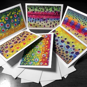 6 cartes de voeux vierges de truite mélangée 4,25 x 6 po