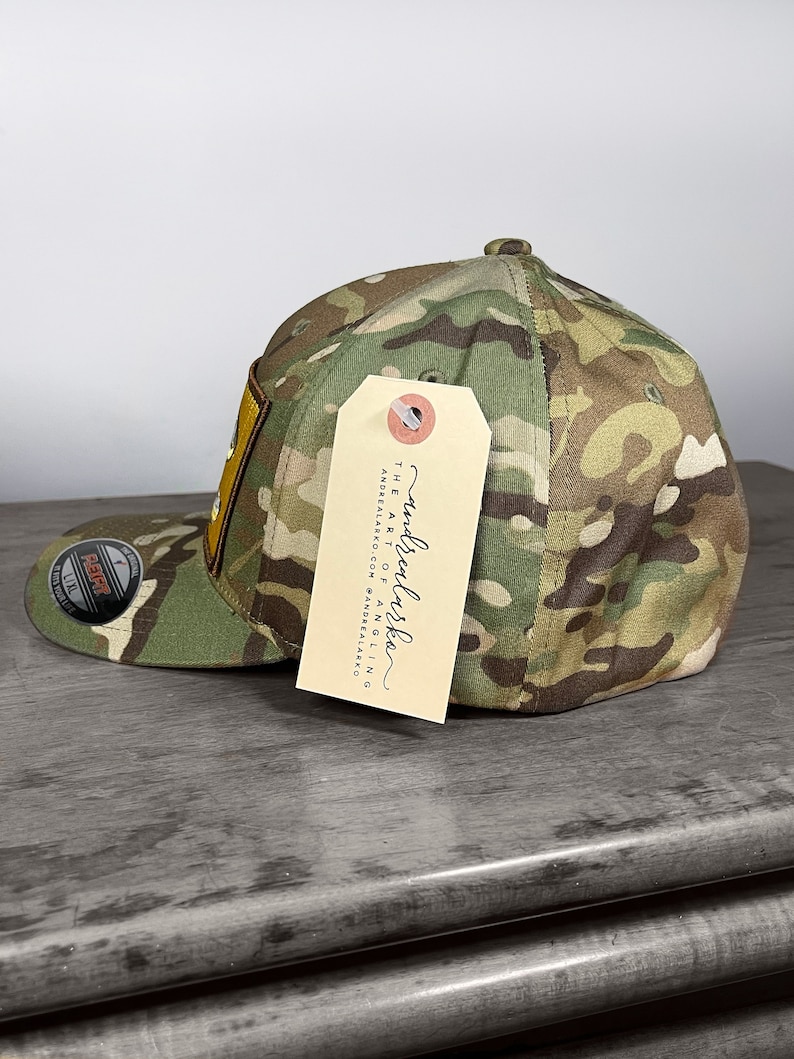 Limited Edition Embroidered Brown Trout Patch Flexfit Muitcam Hat image 5