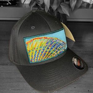 Limited Edition Embroidered Grayling Fin Patch Black Flexfit Hat image 5