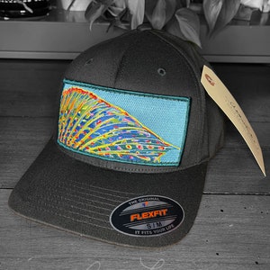 Limited Edition Embroidered Grayling Fin Patch Black Flexfit Hat image 3