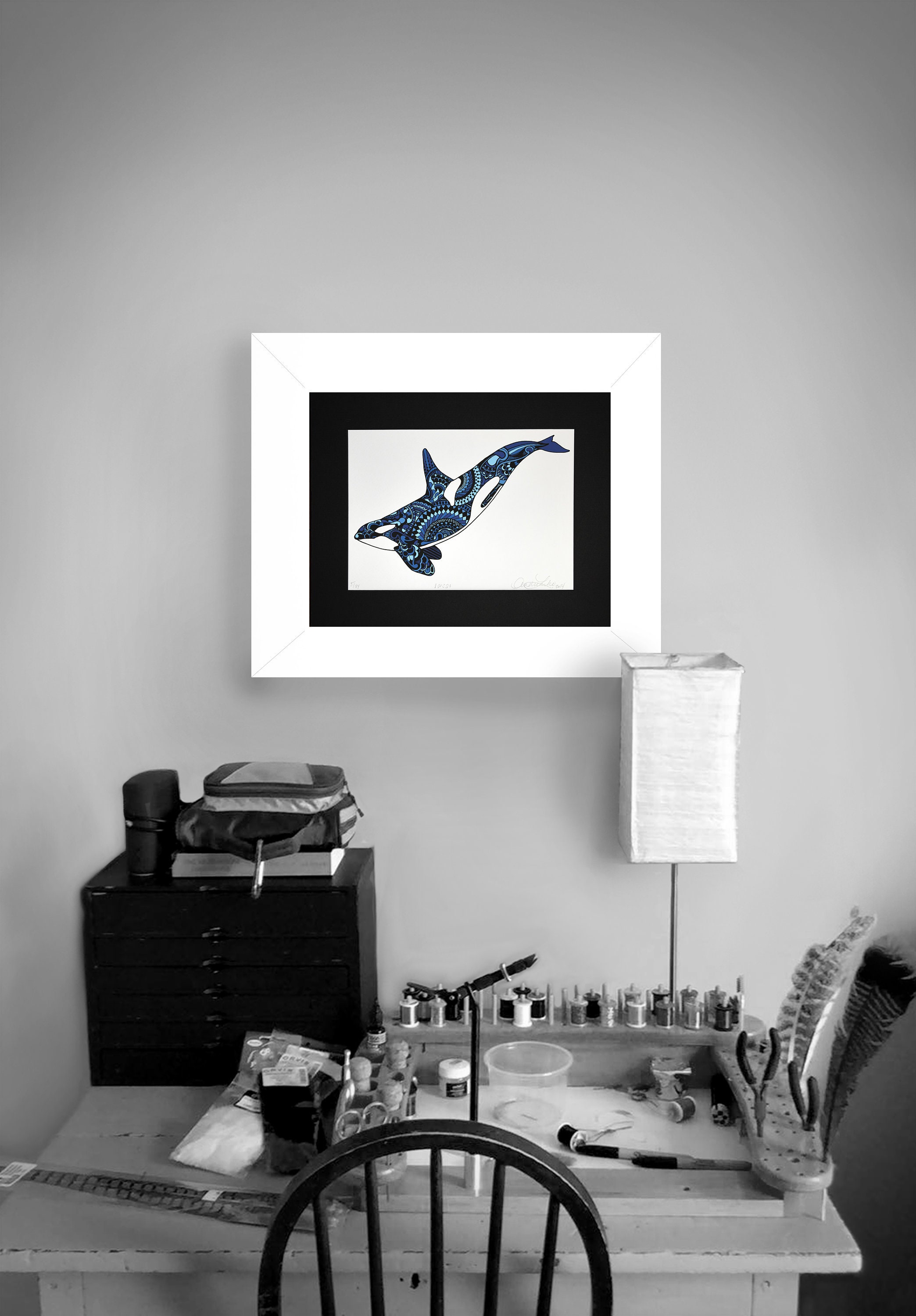 Limited Edition Orca Zentangle Art Gicleé Print 8.5