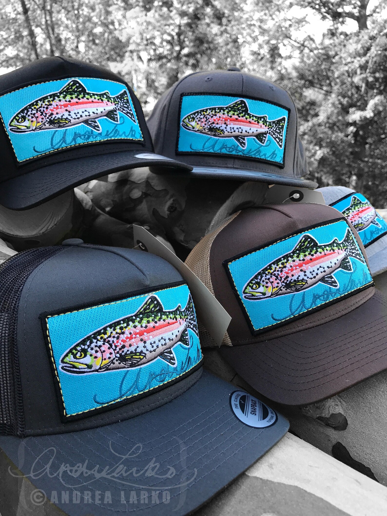 Embroidered Rainbow Trout Patch Hat Etsy