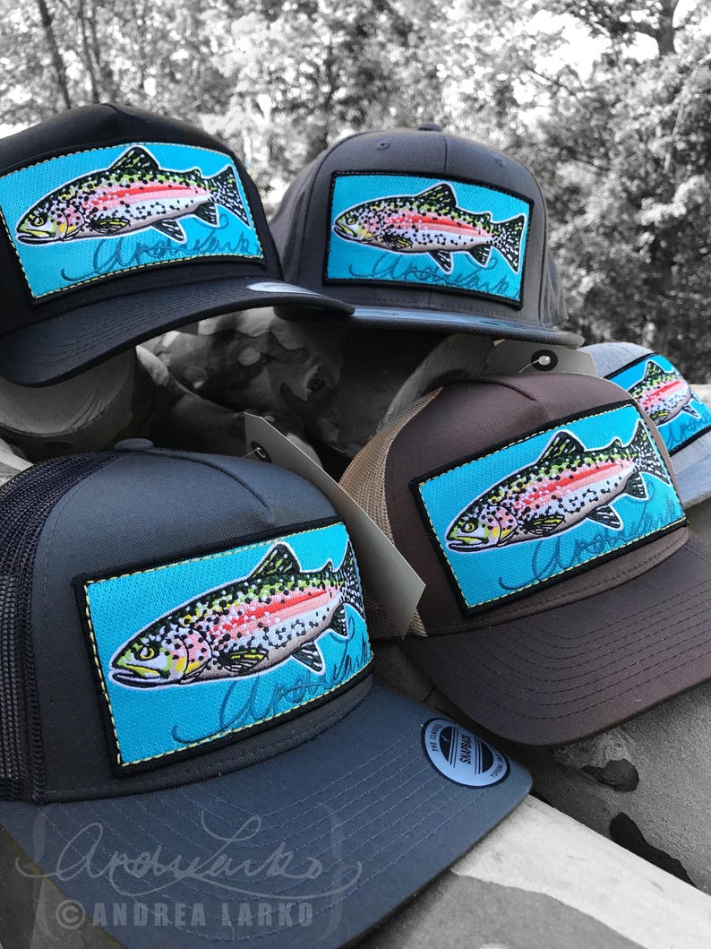Embroidered Rainbow Trout Patch Hat Etsy
