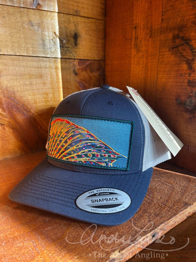 Andrea Larko Grayling Fin Embroidered Fly Fishing Trucker Snapbback Hat