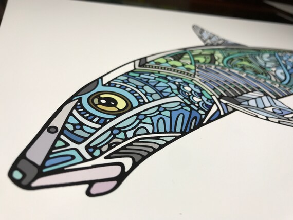 Archival Bonefish Zentangle Limited Edition Giclee Print 11x17 