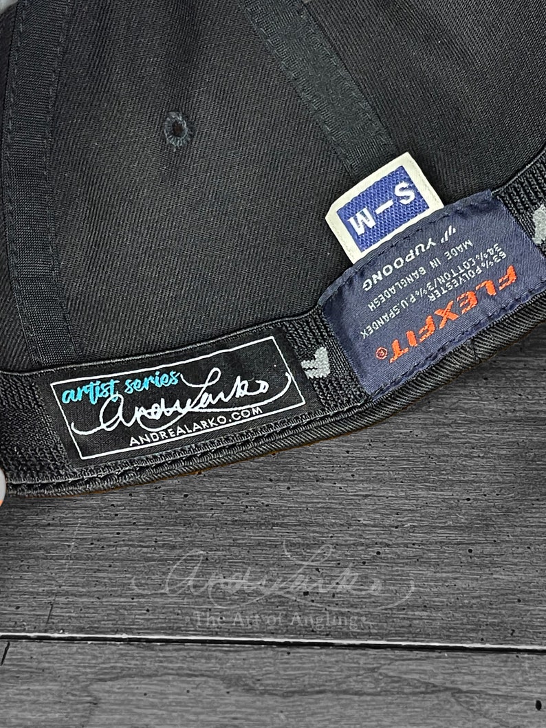 Limited Edition Embroidered Grayling Fin Patch Black Flexfit Hat image 7