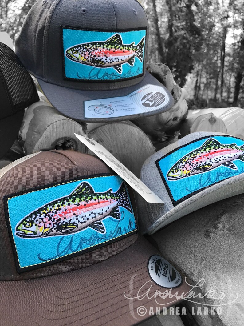 Embroidered Rainbow Trout Patch Hat Etsy
