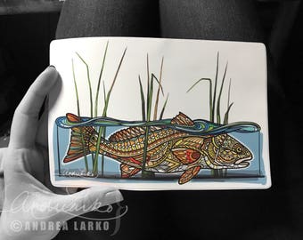 Redfish in the Reeds Zentangle Laminated 3M Decal