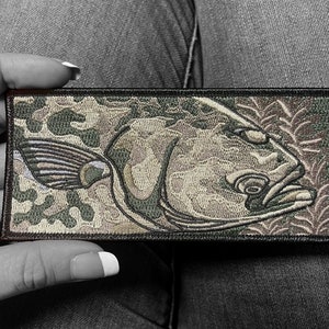 Gestickter Heilbutt Aufnäher Fisch Aufnäher 14,5 x 6,5 cm