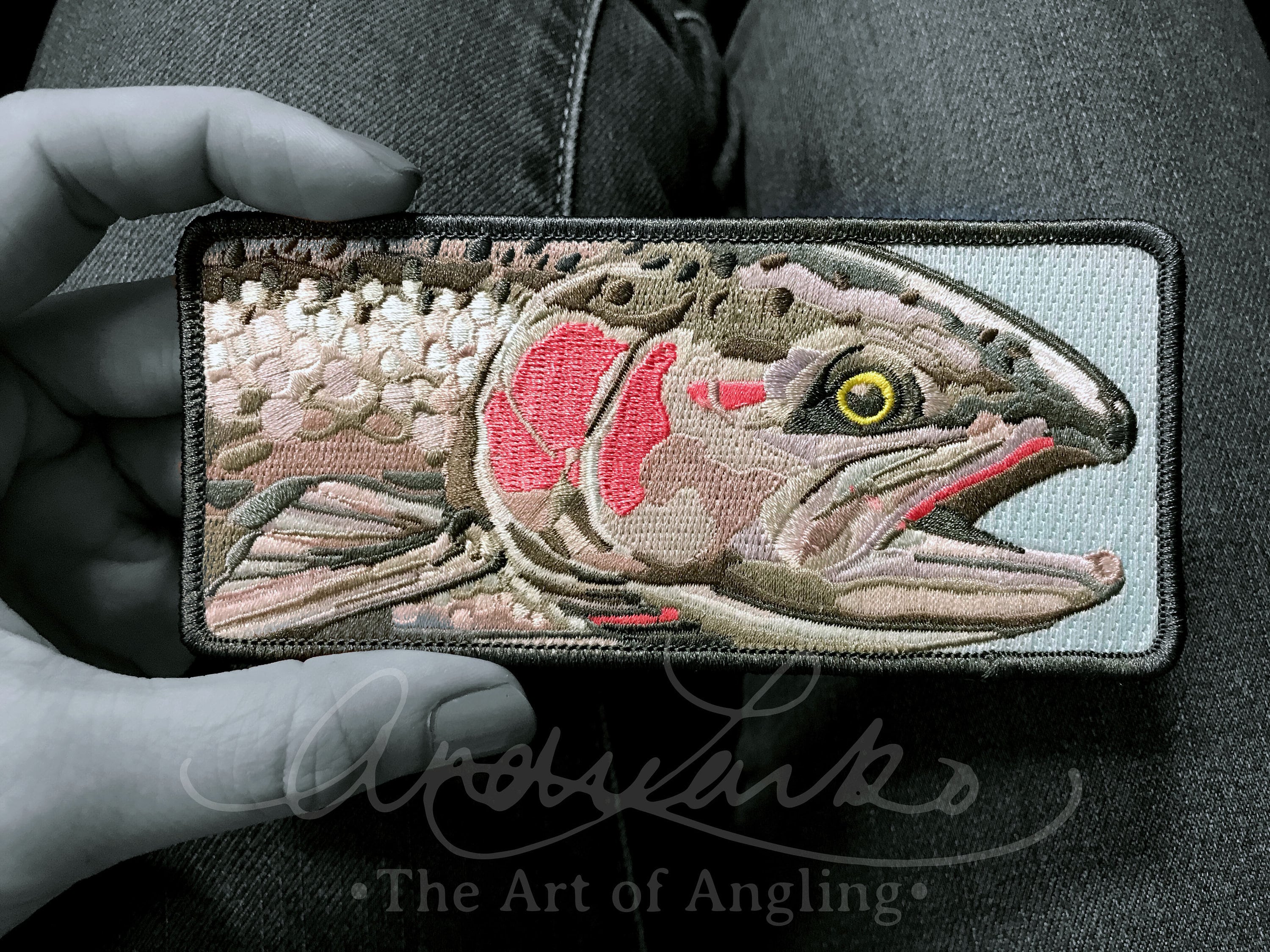Embroidered Steelhead Iron On Fish Art Patch 5.5"x2.4"