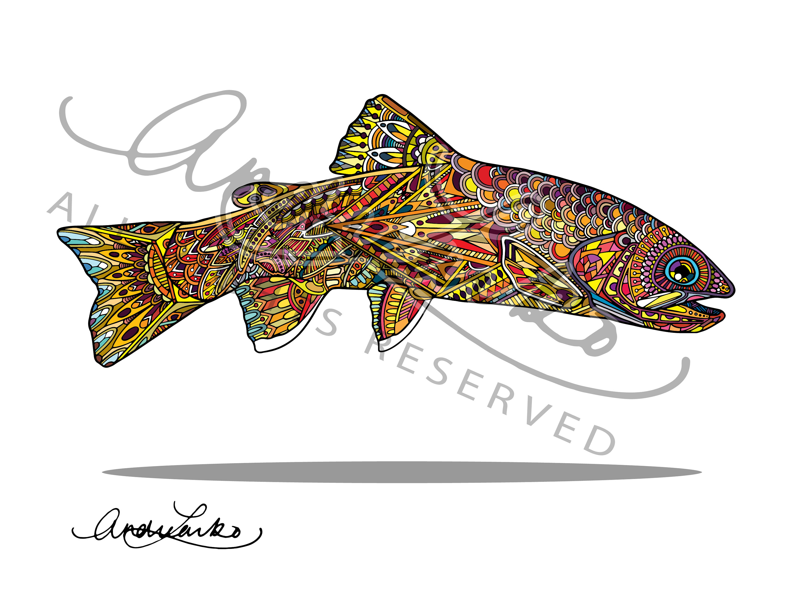 Archival Apache Trout Limited Edition Giclee Print 11x17