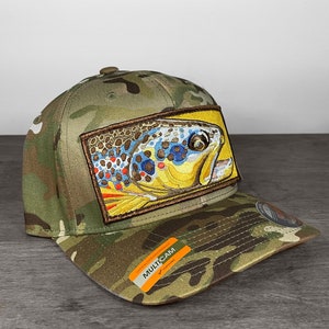 Limited Edition Embroidered Brown Trout Patch Flexfit Muitcam Hat image 4