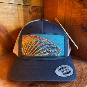 Andrea Larko Grayling Fin Embroidered Fly Fishing Trucker Snapbback Hat Front View