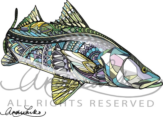 Zentangle Snook Fish Art Print 8.5x11 -  Canada