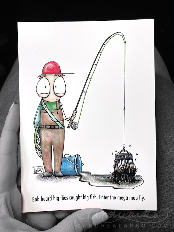 Bob Fly Fishing Cartoon Series Mop Fly Art Print 5x7 
