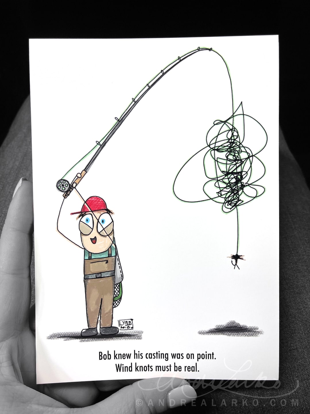 Bob Fly Fishing Cartoon Series Wind Knot Art Print 5