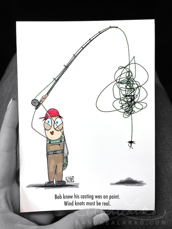 Bob Fly Fishing Cartoon Series Wind Knot Art Print 5x7 -  Canada