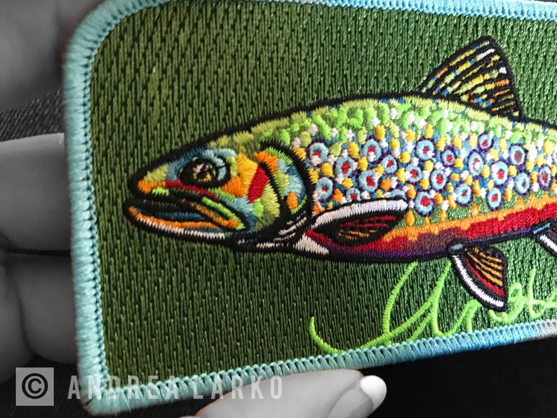 Embroidered Brook Trout Iron on Fish Art Patch Etsy