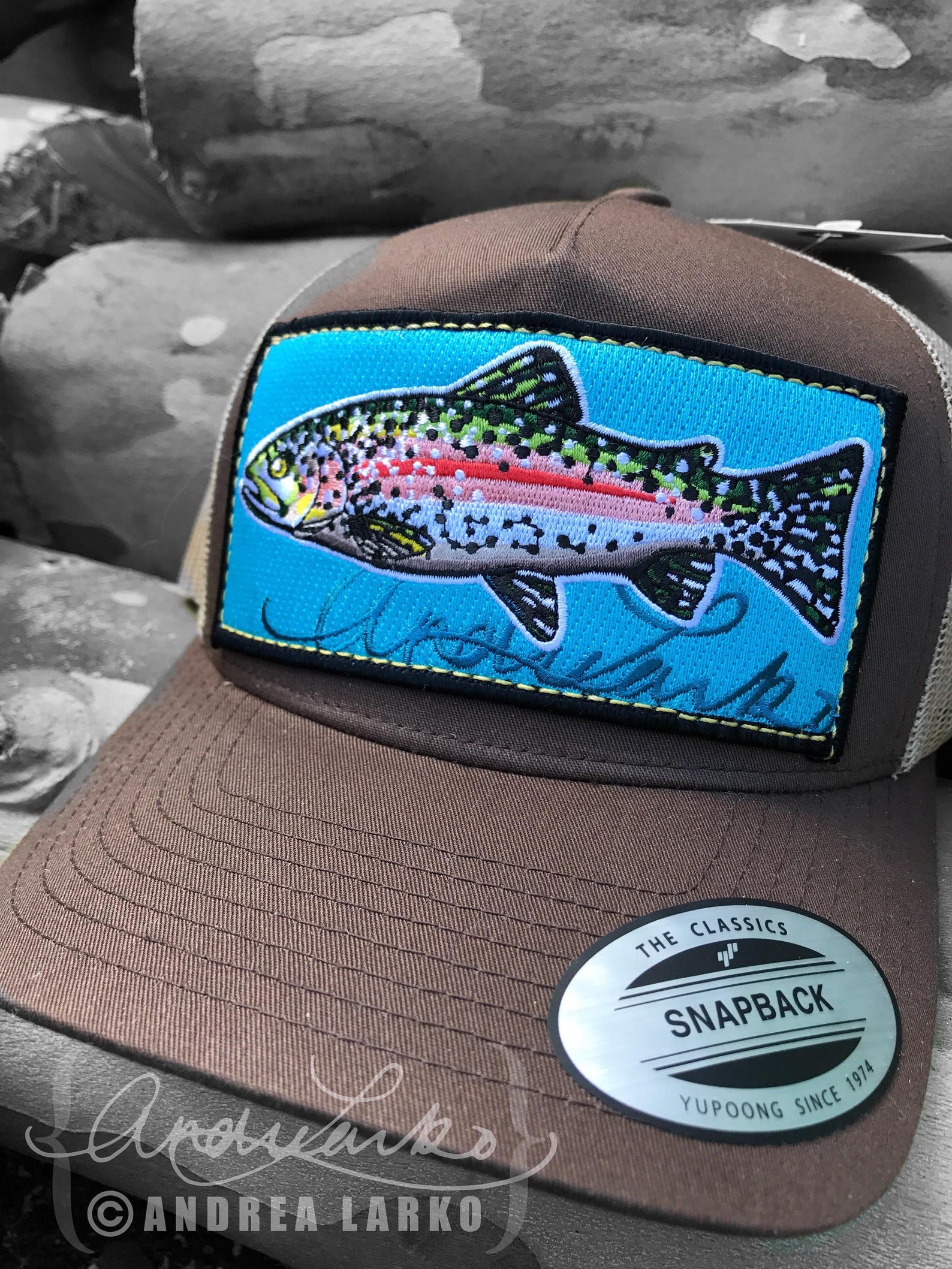 Embroidered Rainbow Trout Patch Hat Etsy