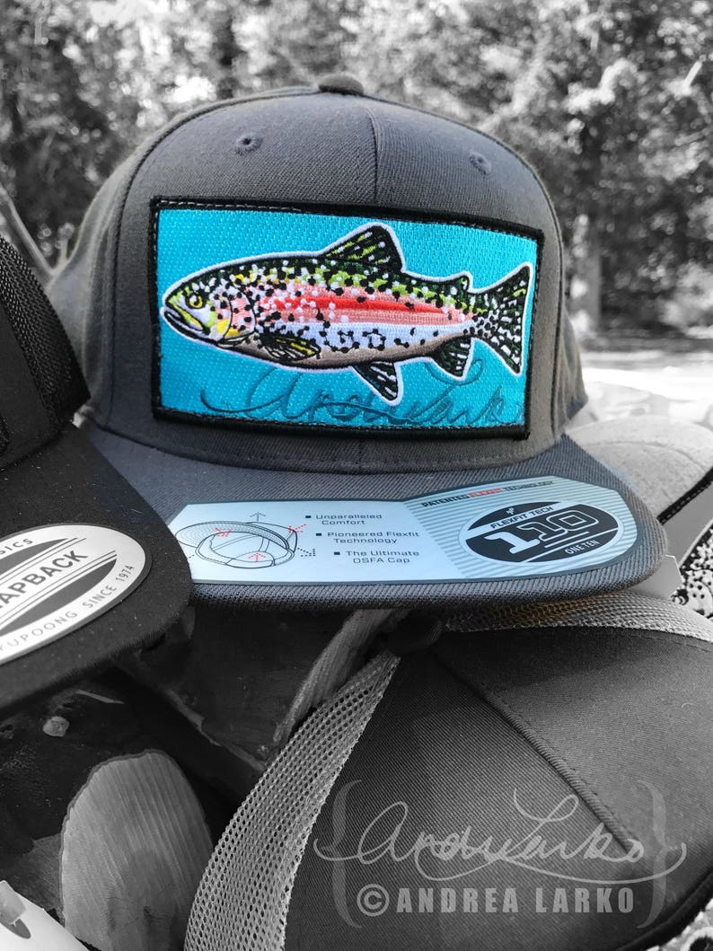Embroidered Rainbow Trout Patch Hat Etsy