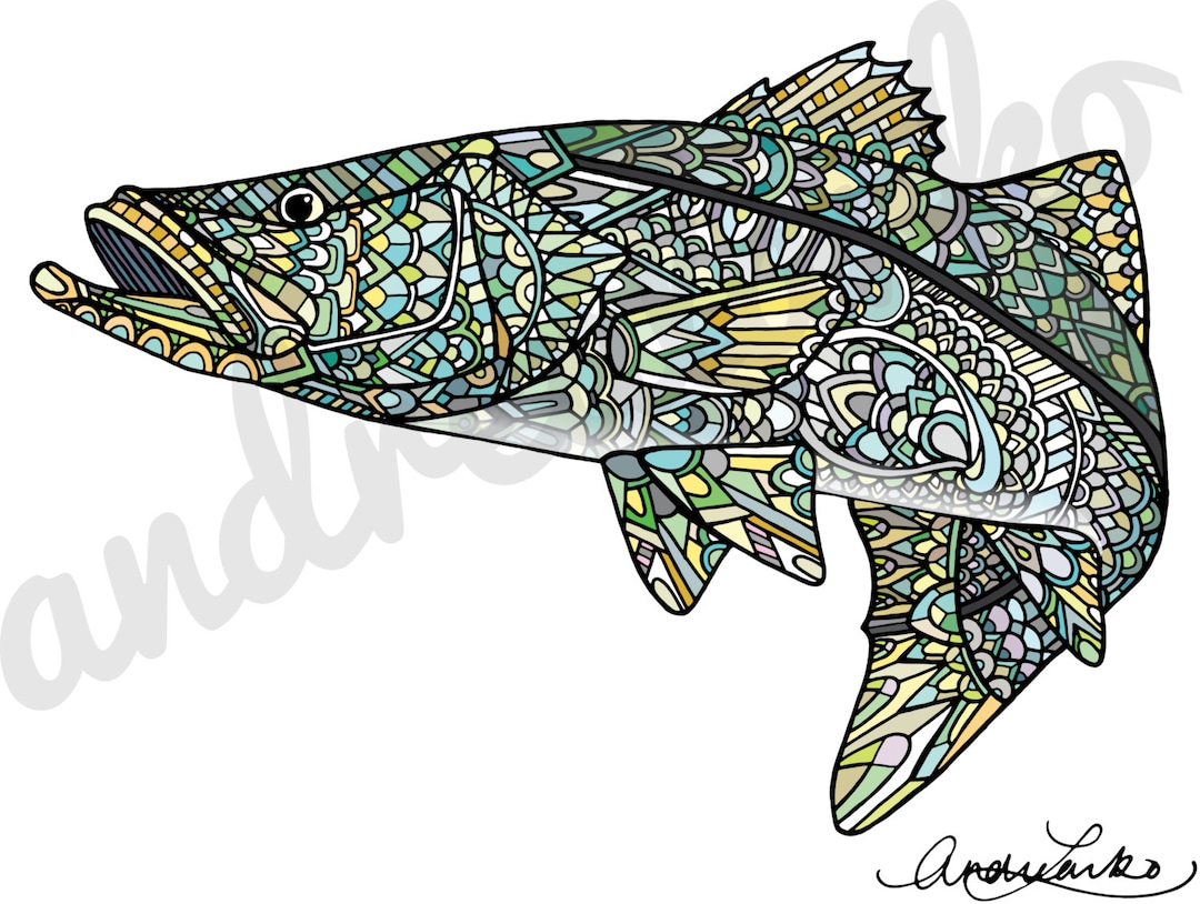 Zentangle Snook Fish Art Print 8.5x11 - Etsy