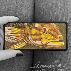 Embroidered Smallmouth Bass Iron On Fish Art Patch 5.5&quot;x2.5&quot;