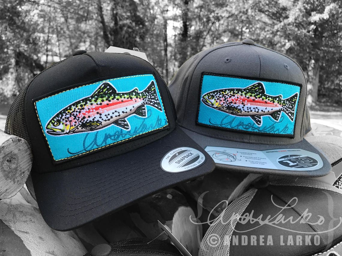 Embroidered Rainbow Trout Patch Hat Etsy