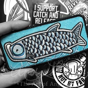 Embroidered Doodle Tarpon Iron On Fish Art Patch 5.5&quot;x2.4&quot;