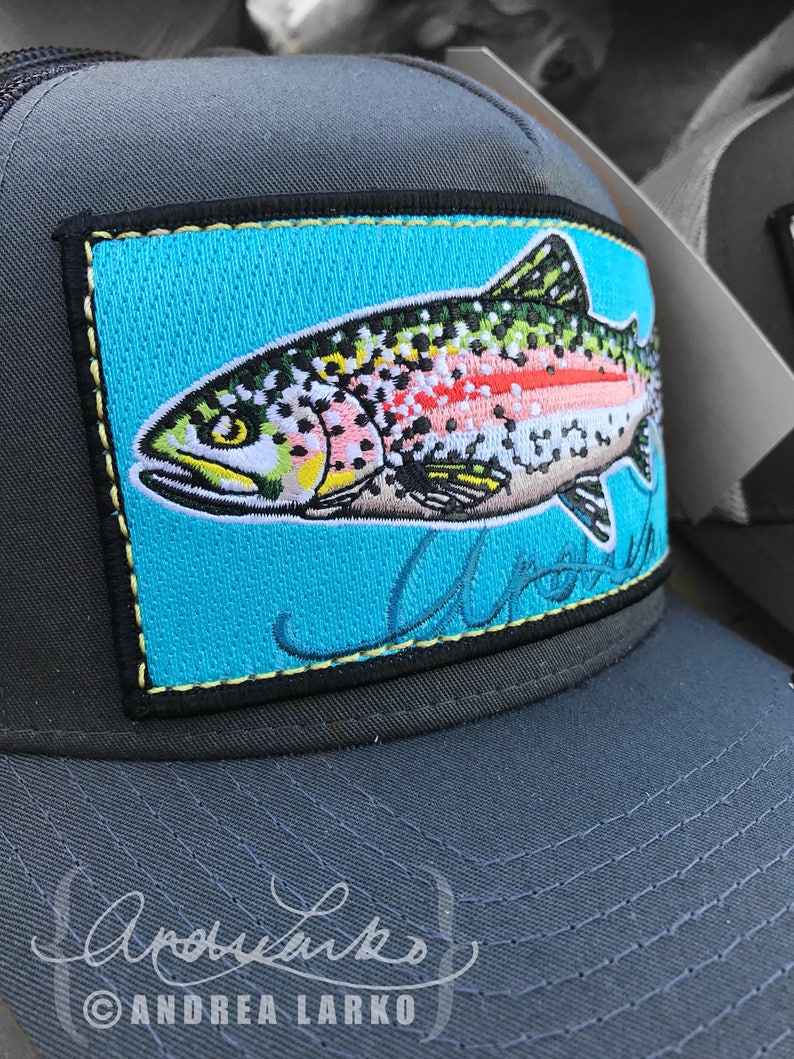 Embroidered Rainbow Trout Patch Hat Etsy