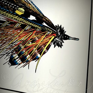 Limited Edition Zentangle Salmon Fly Gicleé Print 8.5
