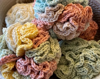 Esponja de ducha de algodón de crochet: Estropajo de baño reutilizable