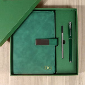 Gepersonaliseerde leren dagboekset: gepersonaliseerd eerste notitieboekcadeau