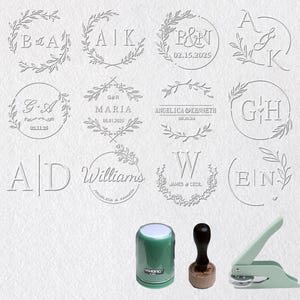 Personalized Wedding Embosser Stamp: Custom Initial Monogram