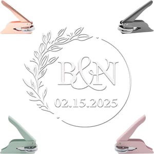 Sello de inicial de boda personalizado/Estampador de apellido personalizado/Sello de monograma de inicial personalizado/Estampador de sobres e invitaciones/Sello de estampación en relieve