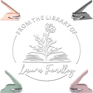 Personalized Floral Book Stamp/Book Embosser Personalized/Custom From The Library Of Book Stamp/Library Embosse/Ex Libris/Book Lover Gift