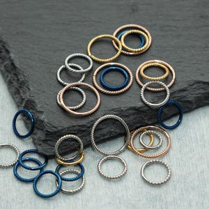 10 Set Multi Ring Stack For Stretched Ears/ Twist Rope Stainless Steel Clicker Rings Ear Hangers /Stackable Gauges Jewelry/ Alternative