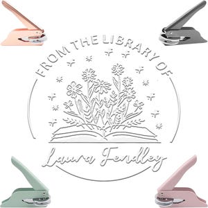 Personalized Embosser Book Stamp/Floral Personalized Book Embosser Stamp/Ex Libris/Custom From The Library Of Book Stamp/Book lover Gift