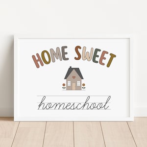 Home Sweet Homeschool Sign, Neutral Boho Homeschool Decor, Homeschool Mom, Home Classroom, Printable Educational Wall Art, DIGITAL DOWNLOAD