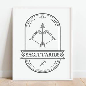 Sagittarius Zodiac Poster, Astrology Print, Horoscope Gift, Gift for Sagittarius, Zodiac Sign Decor, Printable Wall Art, DIGITAL DOWNLOAD