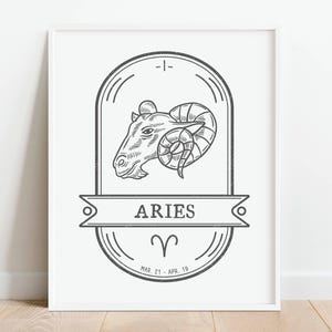 Aries Zodiac Poster, Astrology Print, Horoscope Gift, Gift for Aries, Aries Zodiac Sign Decor, Printable Wall Art, DIGITAL DOWNLOAD