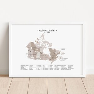 Mappa dei parchi nazionali del Canada, poster delle aree selvagge canadesi, poster di escursioni avventurose, decorazione da parete naturalistica per bambini, DOWNLOAD DIGITALE